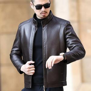 Chaqueta de Motociclista de Piel de Vaca para Hombre, Estilo Urbano, Cuello Mao, Manga Larga, Impermeable, Servicio OEM - Product Image 4
