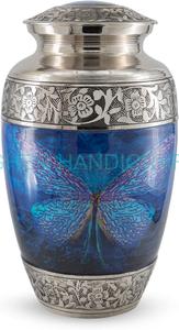 Urna para adultos de crisálida azul grabada a mano, urna decorativa de aluminio para entierro, cenizas humanas, urna conmemorativa para entierro, recuerdo, suministros funerarios - Product Image 3