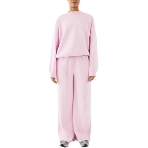 Sudadera con Capucha de Moda Urbana al por Mayor, Personalizada, Color Rosa Sólido, Felpa de Algodón, Lavado Ácido, Logotipo Frontal para Mujer - Product Image 1