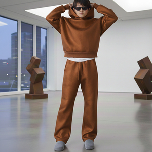 Ensemble de survêtement unisexe streetwear d'hiver, sweat-shirt ample et pantalon de survêtement pour hommes, haute qualité, 100% coton molletonné, surdimensionné, respirant - Product Image 5