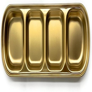 Service de vaisselle élégant en acier inoxydable doré, bols à tremper à 4 compartiments avec tasses à sauce divisées, plateau à tremper en or - Product Image 2