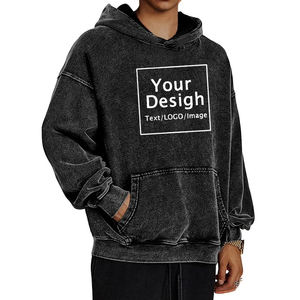 Sweatshirt Acid Washed Distressed Look Hoodie Vintage Autumn <b>Japanese</b> Fashionable Plain Casual Work <b>Hoodies</b> - Product Image 1