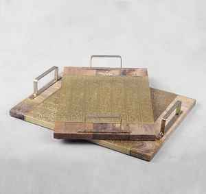 Plateau carré en argent plaqué, plateau de service en acier inoxydable, design moderne, passe au lave-vaisselle, vaisselle de cuisine, mariage, restaurant - Product Image 3