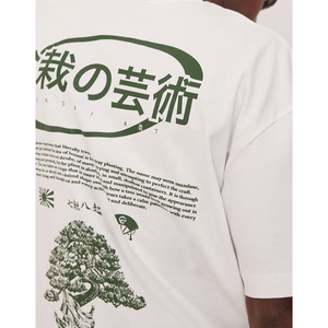 เสื้อยืดสีขาวทรงโอเวอร์ไซส์ลำลองสำหรับผู้ชายเสื้อยืดพิมพ์ลายกราฟิกด้านหลังปรับแต่งได้ลายถักสไตล์อุตสาหกรรม - Product Image 2