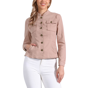 Custom Made <b>Women's</b> <b>Stretch</b> Denim Jacket <b>Women</b> <b>Jean</b> Jacket Cotton Pink Winter Plain Denim Jacket for <b>Women</b> Plus Size - Product Image 4