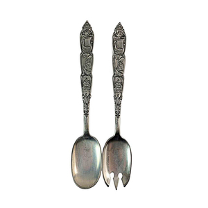 Juego de cucharas de cocina con acabado plateado, precio de fábrica directo de los fabricantes, mango de diseño en relieve de acero inoxidable - Product Image 1