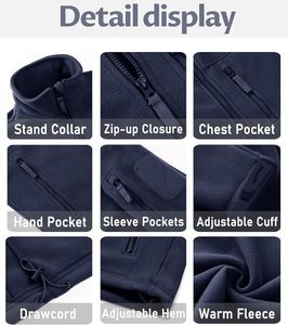 Men's Outdoor <b>Winter</b> Jacket Adjustable Waist Cuffs Warm Fleece Drawcord Hand Pocket Full Zip Closure Canvas Sports OEM Jacket - Product Image 2