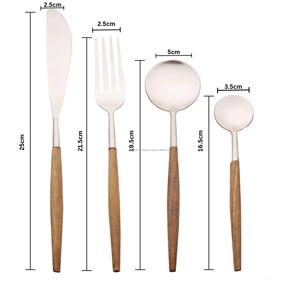 ล่าสุดไม้ตะวันตก Flatware สแตนเลสสตีลชุดช้อนส้อมมีดช้อนส้อมชุดบ้านชุดอาหารเย็น - Product Image 2