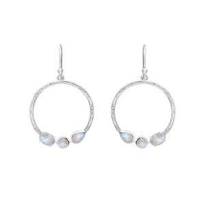 Pendientes de Joyería Fina de Plata de Ley 925 Sólida, Diseño Vintage, Forma de Corte Mixto, Piedra Lunar, Piedra Preciosa, Ropa de Boda Delicada para Mujer - Product Image 1