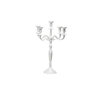 Centres de table en métal blanc fini au sol, support décoratif, candélabre, centre de table de mariage, pot à bougie unique - Product Image 1