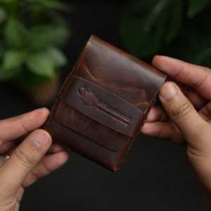 งานฝีมือหนัง WF หมายเลข กระเป๋าใส่บัตรเครดิตออลอินวัน 101 ใบ หนังวัวแท้ทั้งผืน ทำมือ เย็บมือ สีน้ำตาลวินเทจ อายุการใช้งาน 5 ปี - Product Image 4