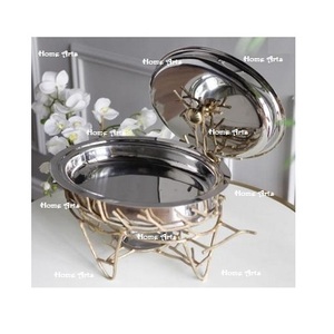 Réchaud alimentaire en acier inoxydable avec couvercle martelé, couleur argent de qualité supérieure, en vrac - Product Image 3