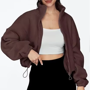 <b>Womens</b> Fleece <b>Jackets</b> Zip Up Oversized Sweatshirts Winter Clothes Long Sleeve Crop <b>Sherpa</b> Fall Outfits Fashion - Product Image 1