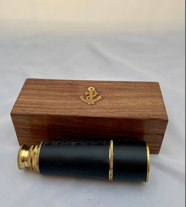 Telescopio de Estilo Vintage con Efecto Cuero en Caja de Madera y Latón, Soporte Hecho a Mano, Telescopio de Latón, el Mejor Artículo para Regalo - Product Image 1
