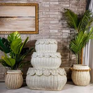 Cesta de mimbre decorativa hecha a mano, venta al por mayor, organizador ligero duradero respetuoso con el medio ambiente, perfecto para sala de estar - Product Image 2