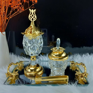 เครื่องเผาธูปสไตล์โมเดิร์นดีไซน์แบบโบราณทำจากโลหะและคริสตัล - Product Image 6