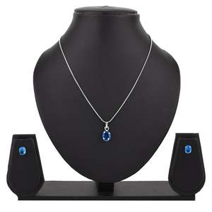 Cubic Zirconia CZ Oval Pendant <b>Chain</b> Necklace Earrings Jewelry Set Gift for Women - Product Image 2