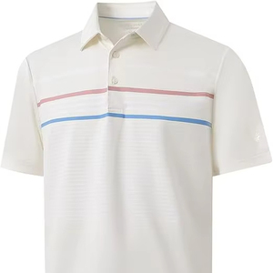 Polos de manga corta para hombre, camisas de golf con estampado de rayas atléticas informales de rendimiento ligero y ajuste seco para hombre - Product Image 1