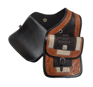 Sacs de selle de saut équestre en cuir véritable de haute qualité usinés à la main Design floral occidental personnalisable pour cheval - Product Image 1