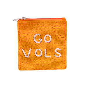 Monedero hecho a mano elegante con cuentas naranjas con cierre de cremallera duradero organizador portátil de día de juego para monedero suelto en venta - Product Image 1