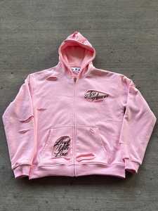 Stitch personalizado costura Zip Up serigrafía Sudadera con capucha para Unisex 100% algodón 450GSM huye al por mayor - Product Image 5