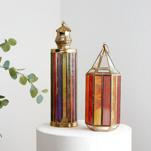 Customized Hot Selling Metal <b>Tea</b> <b>Light</b> Hanging Lanterns Candle Holder Gold with Designer Glass for Ramadan Eid Decorations - Product Image 6