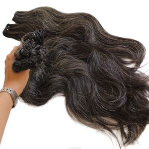 Magnifique extension de cheveux gris 100% naturels, super double drawn, Remy, trame simple, lot de mèches à tisser - Product Image 3