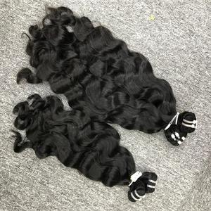 Nouvelle Installation Double Dessiné Cuticule Alignée Trame Type Raw Virgin Remy Extensions de Cheveux Humains Vague Naturelle Couleur Noire - Product Image 1