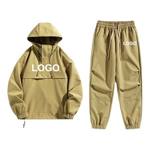 Ensemble deux pièces pour homme avec fermeture éclair, sur mesure, coupe-vent, short et veste, nylon réfléchissant, ensemble deux pièces coupe-vent avec short - Product Image 1