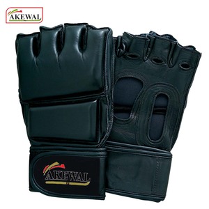 Gants de poinçonnage MMA demi-doigts en cuir de vachette de qualité supérieure personnalisés noirs unisexes applicables avec poignées - Product Image 4