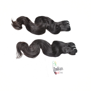 Extensiones de Cabello Humano Indio Virgen, Ondulado, Negro, Aspecto Natural, Cutícula Alineada, Donante Único, Remy, Estilo Super Weave - Product Image 3