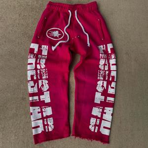 Custom Distressed Sun Faded Vintage Washed Sweatpants Straight Leg Pants Stacked Sweat Pants for <b>Men</b> - Product Image 4