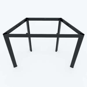 HBLG015 Trapezoid-Shaped Rubber Wood <b>Table</b> with Durable Lego-Style Oval Iron Legs Minimalist Design - Product Image 5