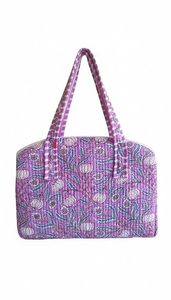 Floral Print Purple <b>Quilted</b> Durable Business Laptop Sleeve Lightweight Cotton <b>Double</b> Handles Protective Notebook Carry Design - Product Image 5