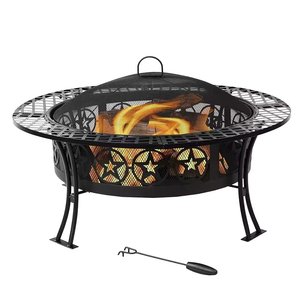 High Selling Black Metal <b>Fire</b> <b>Pit</b> Round Indoor & <b>Outdoor</b> Fireplace Heavy Duty Thicker Iron <b>Fire</b> <b>Pit</b> With Mesh Cover - Product Image 3