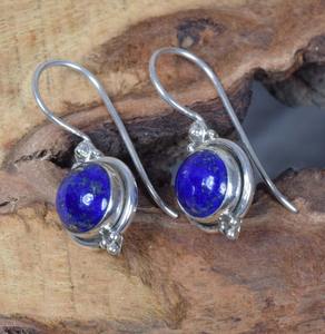 Mode féminine 925 boucles d'oreilles en argent Sterling massif Lapis Lazuli pierres précieuses balancent bijoux en argent pour les filles - Product Image 4