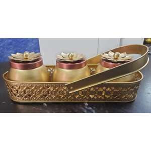 Caja de frutas secas de metal vintage con cesta, con un diseño decorativo pero práctico perfecto para mantener las frutas secas organizadas. - Product Image 6