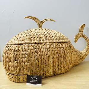 Cesta de almacenamiento artesanal de jacinto de agua ecológico Natural más vendida, tipo de suelo de baño multiusos OEM personalizado - Product Image 6