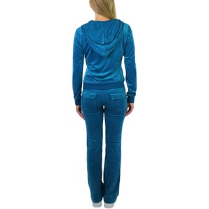 ชุดกีฬาผ้ากำมะหยี่2ชิ้นสำหรับผู้หญิงชุดวอร์มฤดูหนาวผ้าฟลีซออกแบบได้เองลายแฟชั่นสีพื้น - Product Image 5