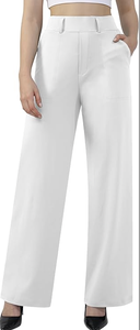 Pantalons de travail décontractés pour femmes, à enfiler, à jambes larges et droites, avec poches, directement de l'usine - Product Image 4