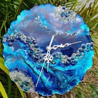 Jam Dinding Resin Artistik Buatan Tangan Desain Abstrak Modern Jarum Mekanik Senyap untuk Ruang Tamu Kamar Tidur