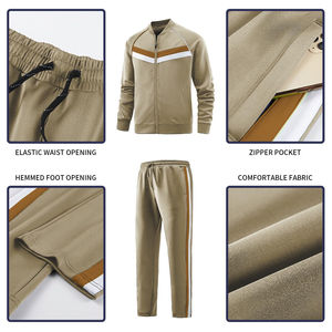 Ensemble de survêtement deux pièces à fermeture éclair confortable pour hommes ensembles de survêtement en polyester coton léger imprimé survêtements de course pour hommes - Product Image 5