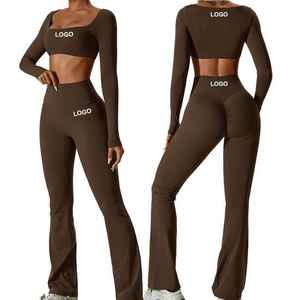 Nuevo Conjunto Deportivo de Yoga Personalizado de 3 Piezas al Por Mayor 2024 Ropa de Gimnasio para Mujer Ropa de Entrenamiento y Fitness - Product Image 1