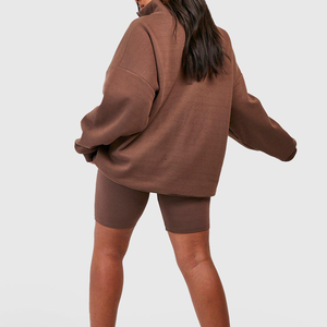 Conjunto de Sudadera con Capucha y Pantalones Cortos Deportivos Casuales para Mujer, Diseño Personalizado 2026, para Salidas Invernales, 100% Algodón Felpa - Product Image 2