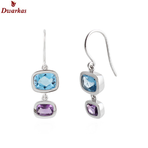 Boucles d'oreilles pendantes en argent sterling 925 massif avec pierre précieuse améthyste naturelle de haute qualité pour femmes - Product Image 3