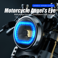 Feux de croisement de voiture à lentille de projecteur bi-xénon de 25 pouces et 3 pouces avec caches d'anneaux lumineux LED RGB 5D Angel Eyes pour rétrofit DRL