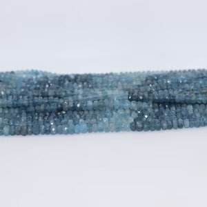 Brins de perles de pierre de rondelle à facettes d'aigue-marine de mousse naturelle bleue pour la fabrication de bijoux - Product Image 3