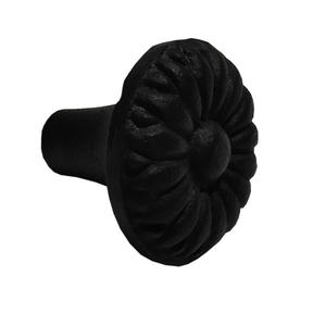 Boutons d'armoires de cuisine texturés et laqués noirs à petites fleurs rondes directement du fabricant Option budgétaire pour les poignées d'utilisation de porte - Product Image 1