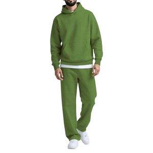 Ensemble survêtement pour homme en molleton uni délavé à l'acide, 2 pièces, sweat-shirt à capuche et pantalon de jogging, streetwear - Product Image 5