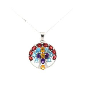 Ovale Poire Forme Multi-Gemme 925 Argent Arbre Vie Pendentif Haute Qualité Solide De Luxe Déclaration Bijoux Fine Pendentifs Charmes - Product Image 1